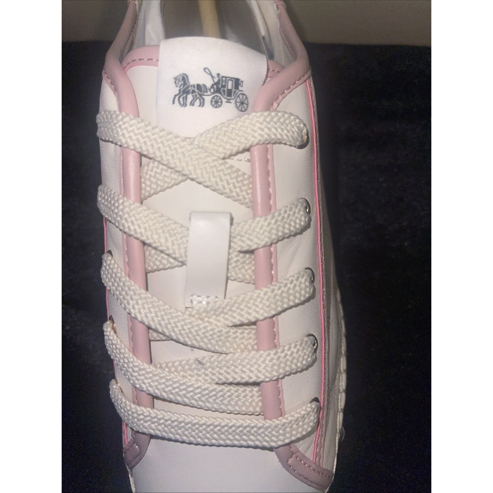 Coach Espadrille Pink Cream Leather Low Top Sneakers size 7B Coach Gym Shoes - Picture 4 of 10